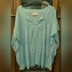 Ann harvey Women's Light Teal Embroidered Top Size 22/48